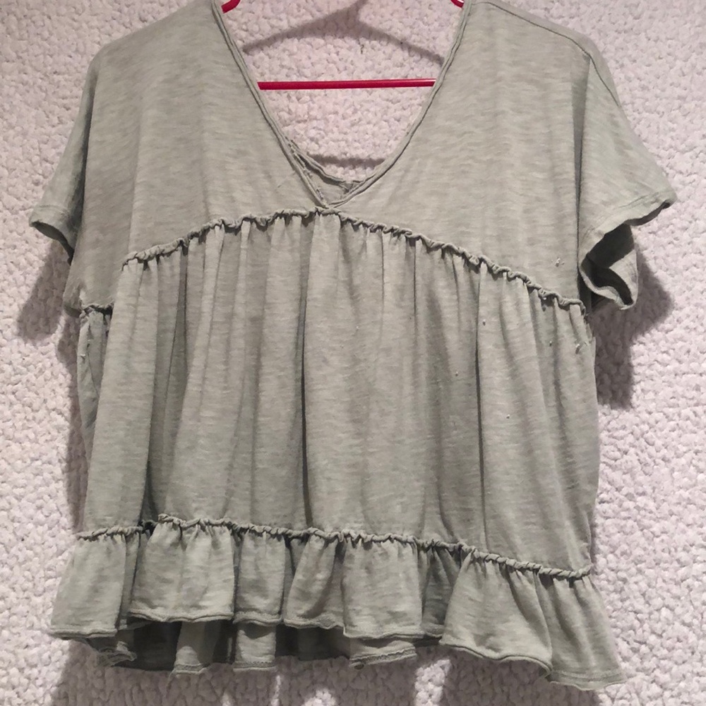 light green short sleeve dress up top